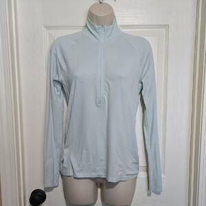 Women's Soft Blue Long Sleeve Quarter-Zip Top